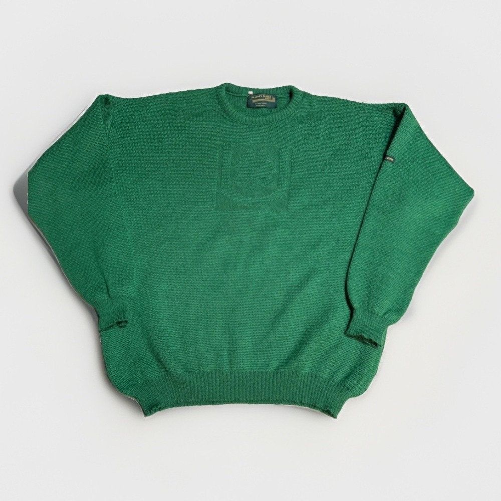 Blarney Castle Sweater XL Irish Shamrock Knit Green Made in Ireland Crewneck